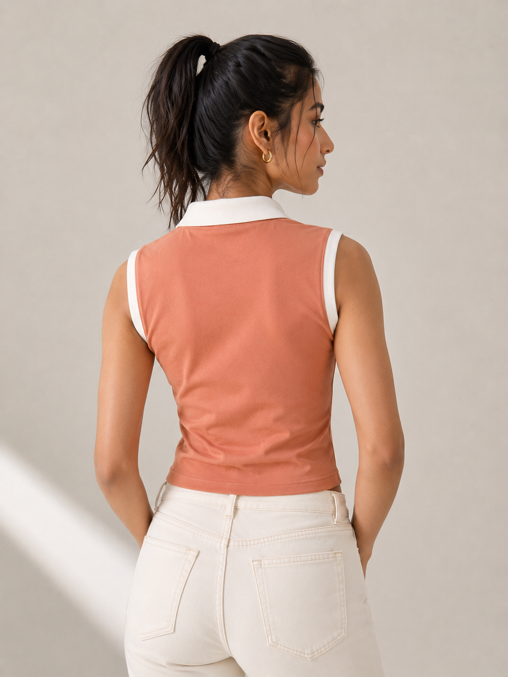 Prefit Women's Premium Baby Tee Polo Top | 240 GSM 100% Cotton Terry Gold Finish Lycra | Ribbed Collar & Placket | Sleeveless Slim Fit