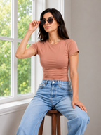 Women's Premium Baby Tee – 240 GSM Gold Finish Terry Lycra Luxury T-Shirt