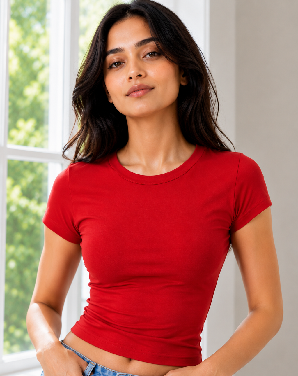Women's Premium Baby Tee – 240 GSM Gold Finish Terry Lycra Luxury T-Shirt