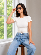 Women's Premium Baby Tee – 240 GSM Gold Finish Terry Lycra Luxury T-Shirt