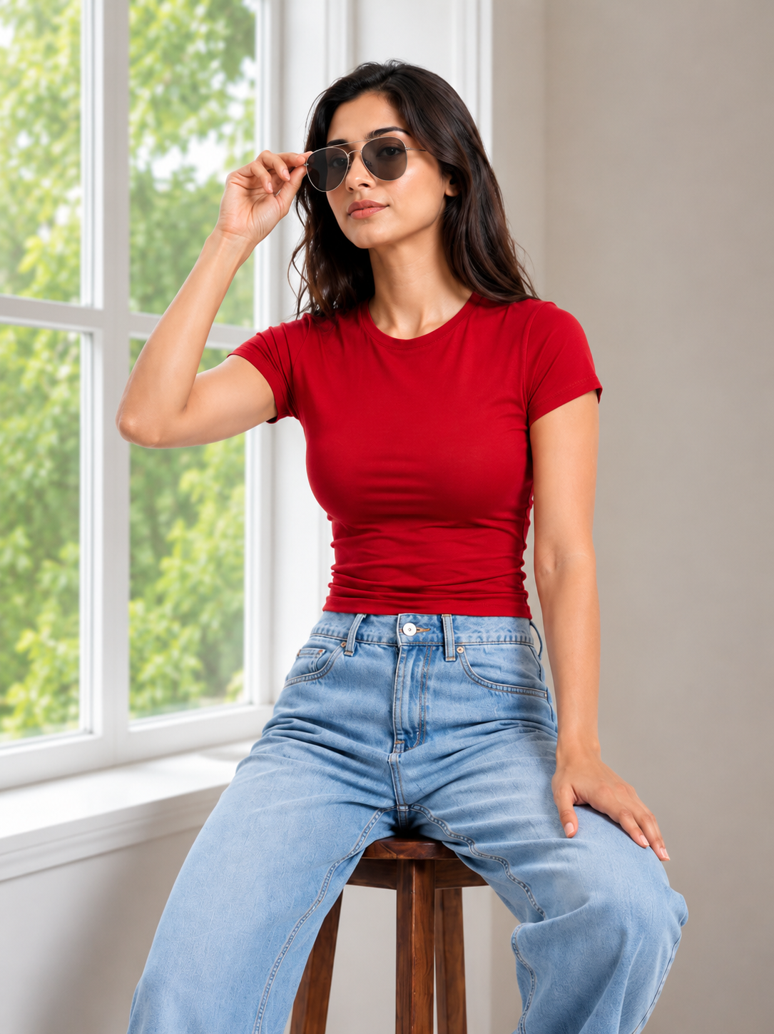 Women's Premium Baby Tee – 240 GSM Gold Finish Terry Lycra Luxury T-Shirt