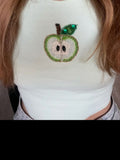 Emerald Apple Luxury Embellished Tank – Beaded Crop Top for Women