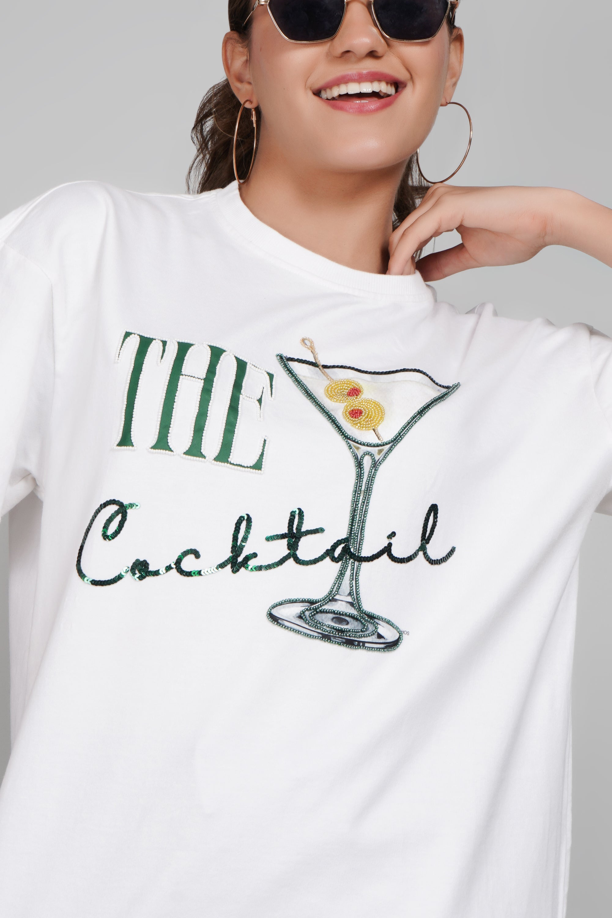 THE COCKTAIL – Hand Embellished Luxury Oversized T-Shirt