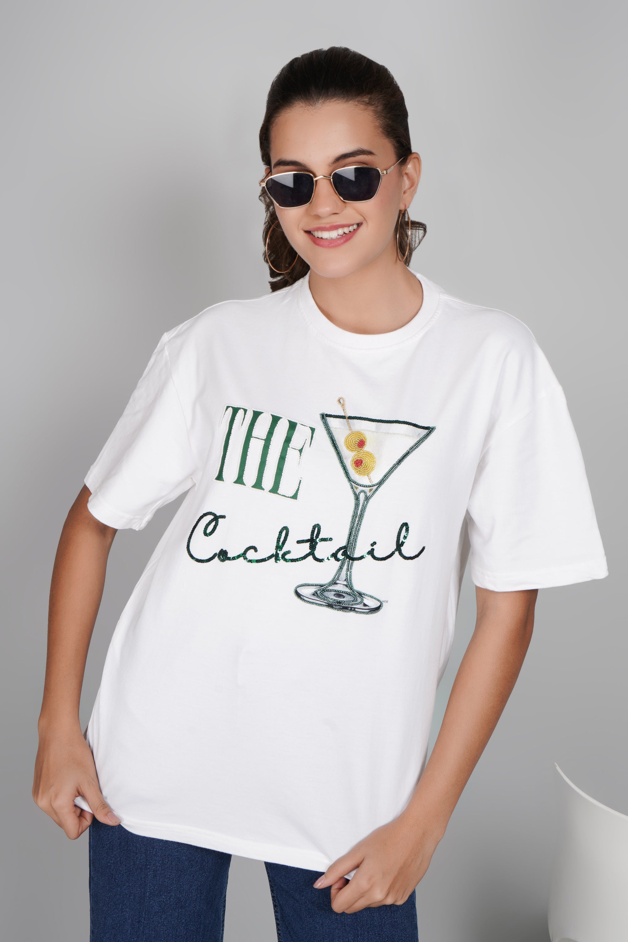 THE COCKTAIL – Hand Embellished Luxury Oversized T-Shirt