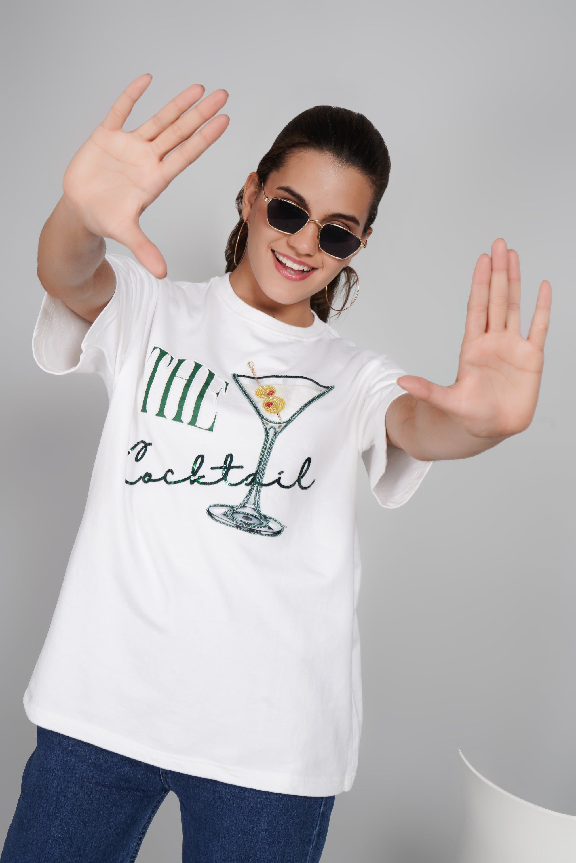 THE COCKTAIL – Hand Embellished Luxury Oversized T-Shirt