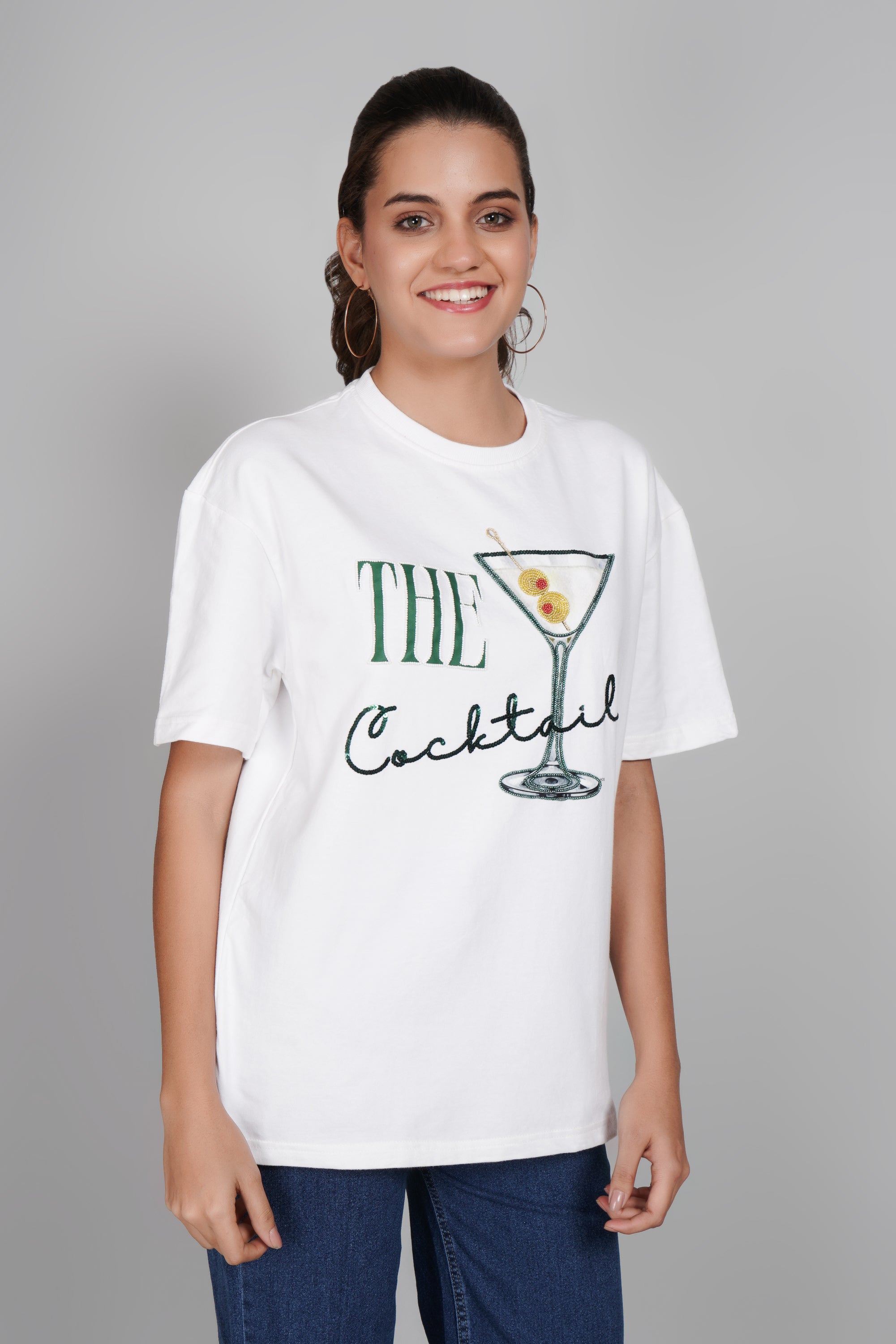 THE COCKTAIL – Hand Embellished Luxury Oversized T-Shirt