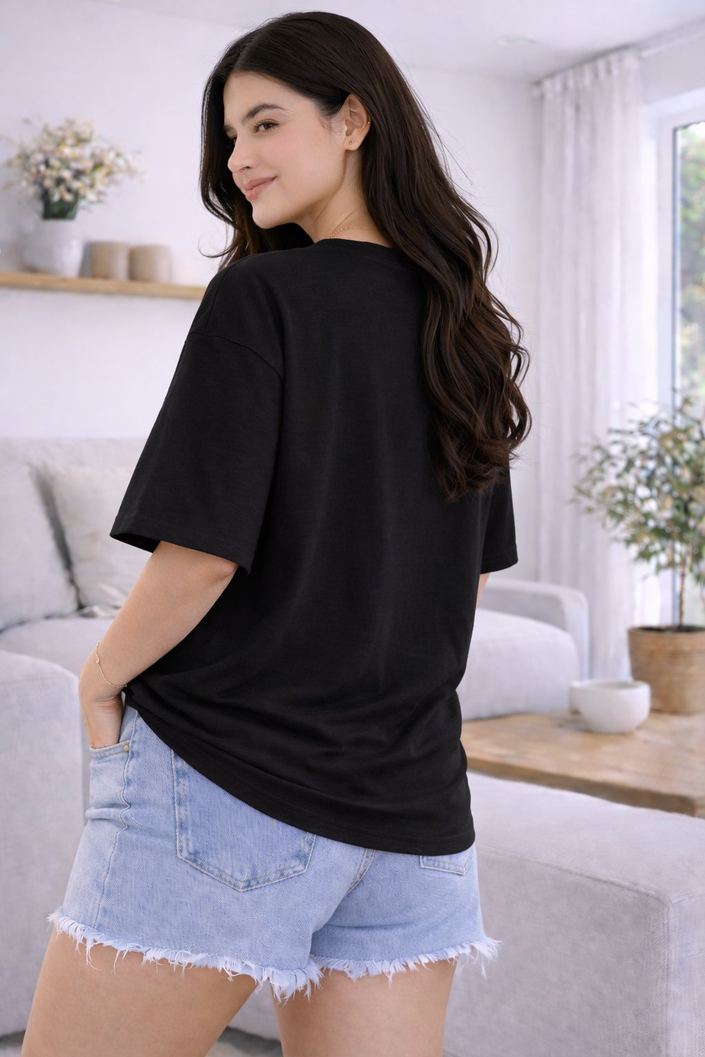 Wild Vibe Luxury Oversized Tee Black – Paw Print Embellished T-Shirt for Women