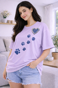 Wild Vibe Luxury Oversized Tee Lavender – Embellished T-Shirt for Women