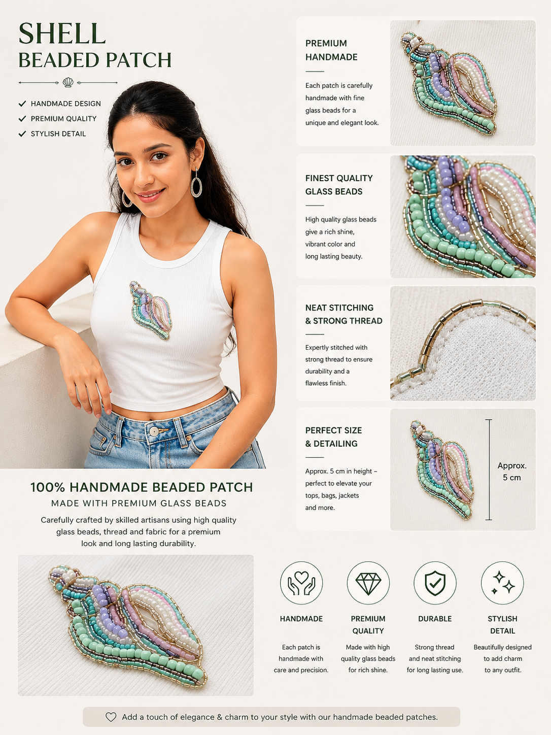 Ocean Muse Beaded Tank Top – Luxury Embellished Shell Top for Women
