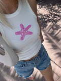 Blush Starfish Luxury Embellished Tank – Beaded Ribbed Top for Women