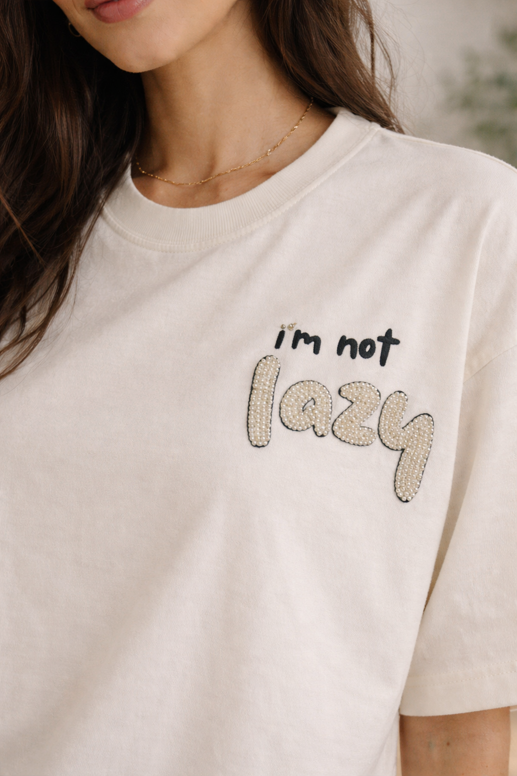 Lazy Mood Luxury Oversized Tee – Black Statement T-Shirt for Women