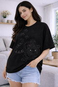 The Tiger Luxury Embellished Tee – Premium Hand Embroidered Oversized T-Shirt for Women