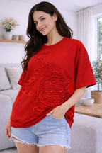 Tiger Luxury Embellished Tee – Hand Embroidered Oversized T-Shirt for Women