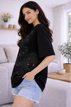 The Tiger Luxury Embellished Tee – Premium Hand Embroidered Oversized T-Shirt for Women