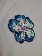 Azure Bloom Luxury Embellished Tee – Floral Beadwork Oversized Top for Women